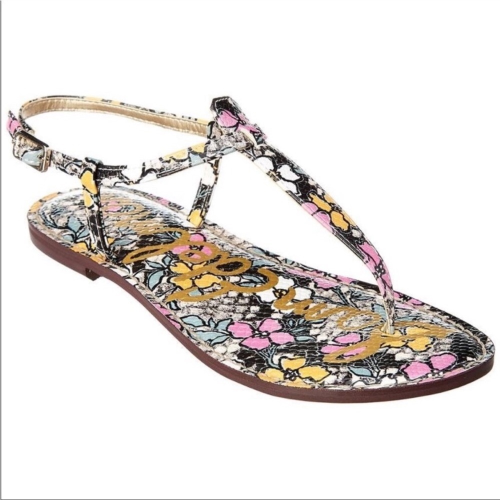 Sam Edelman Floral Print Sandals - Black, Yellow, Pink